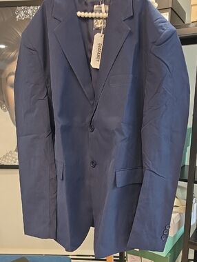 Men's Navy Blue Single-Breasted Blazer